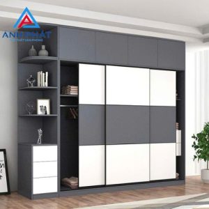 Tủ quần áo 3 cánh lùa màu ghi trắng - 1